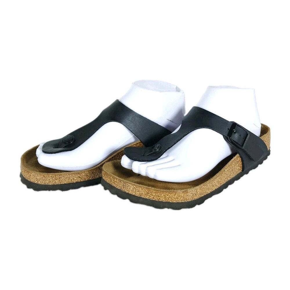 Birkenstock Women's Gizeh EU38 US7 Black Birko-Flor T-strap Thong Sandals